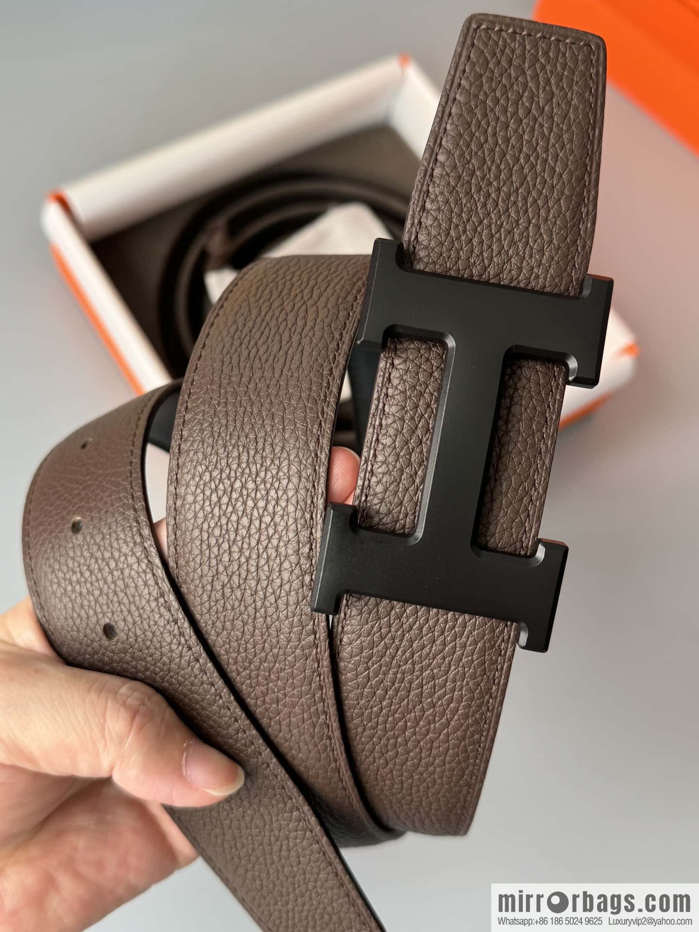 Hermes Togo Leather Double Sided Leather Belt 38mm