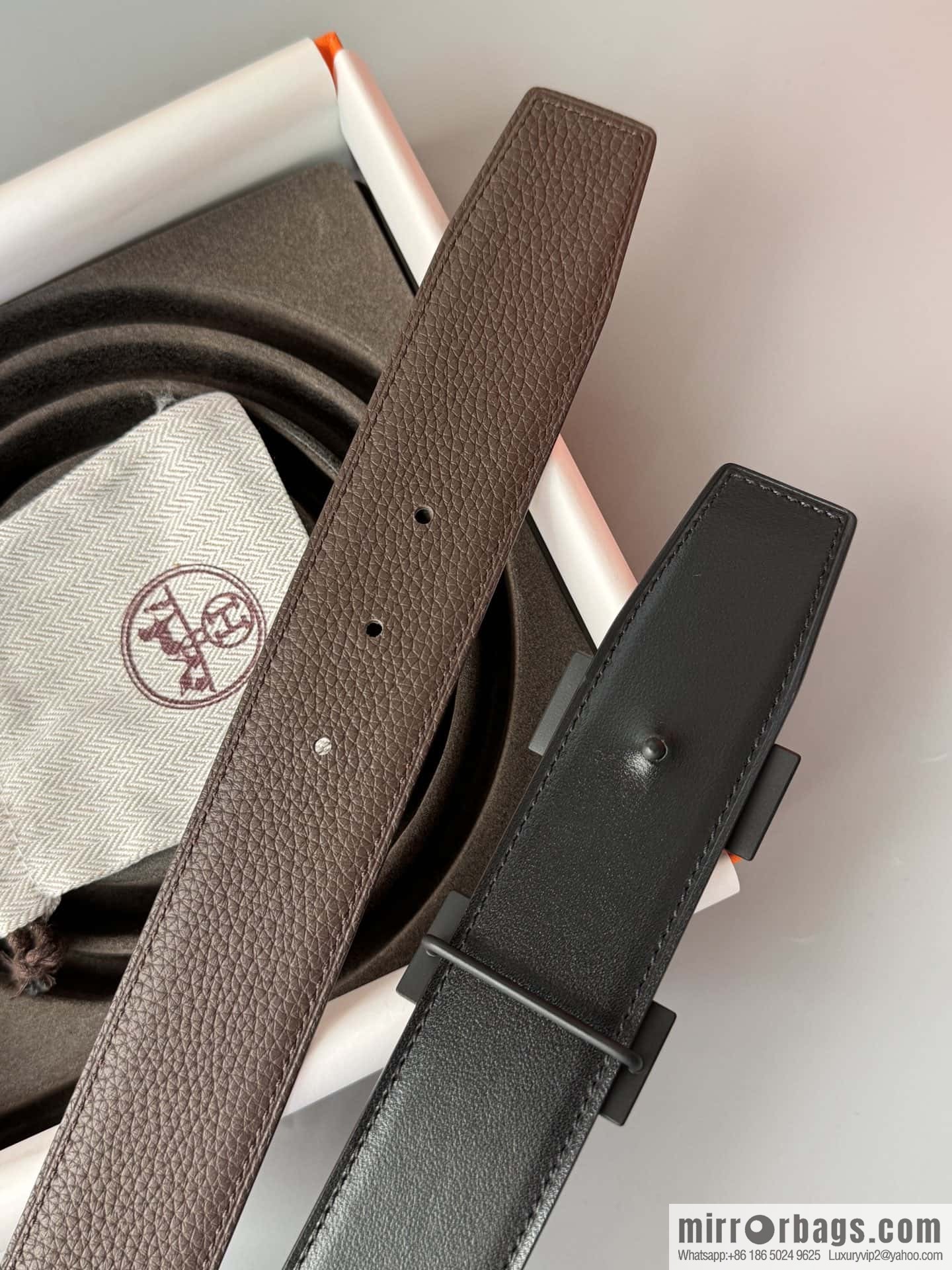 Hermes Togo Leather Double Sided Leather Belt 38mm