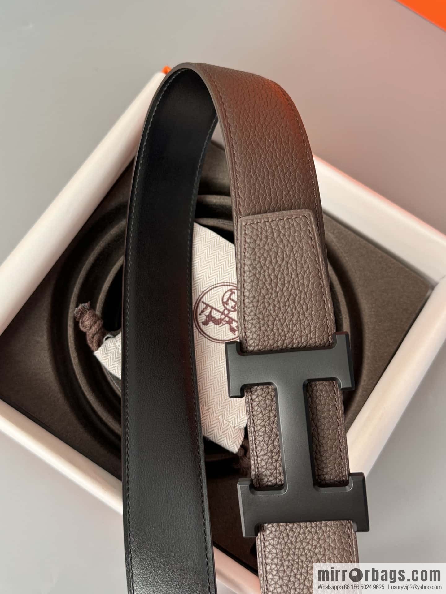 Hermes Togo Leather Double Sided Leather Belt 38mm