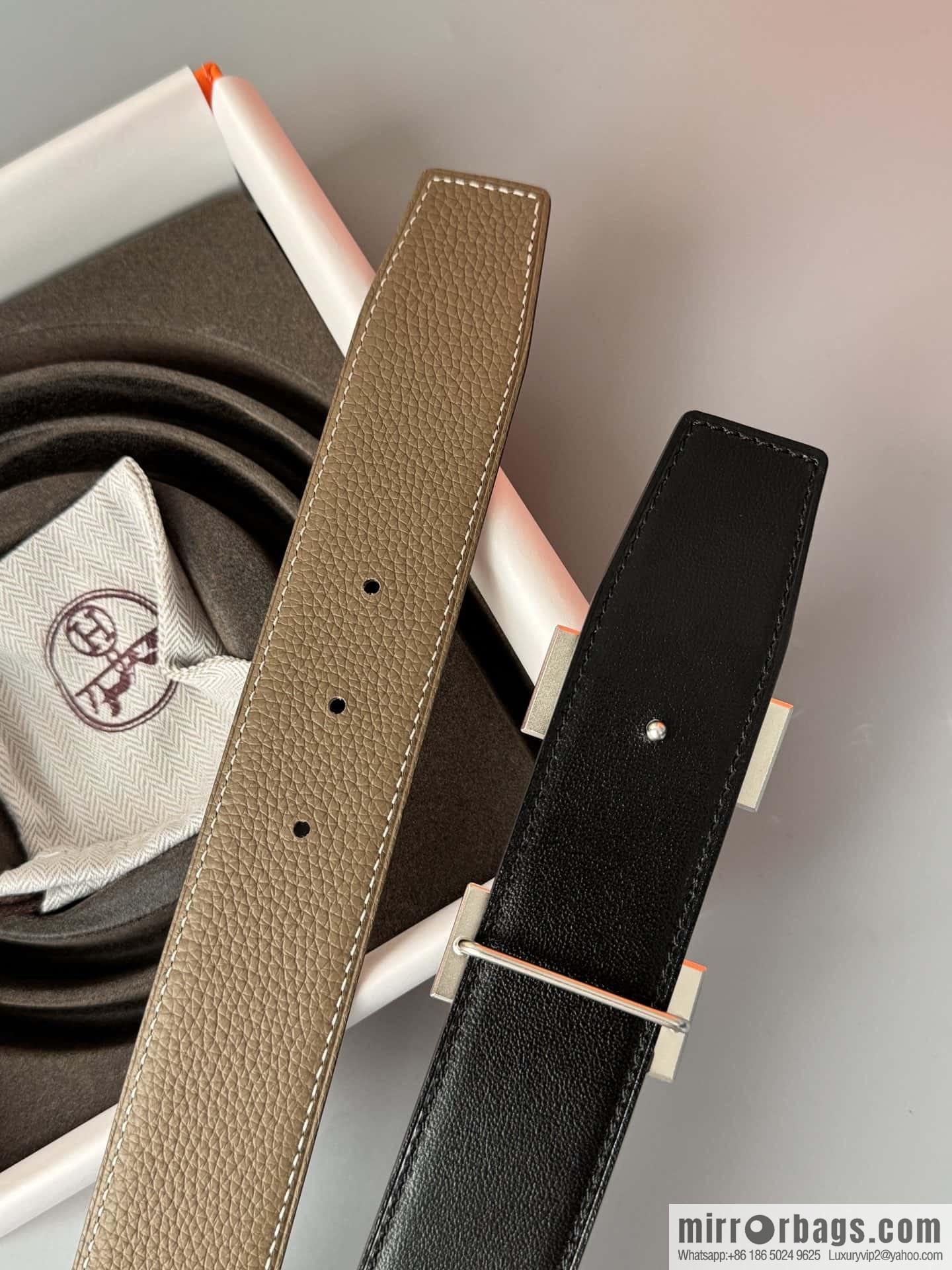 Hermes Togo Leather Double Sided Leather Belt 38mm
