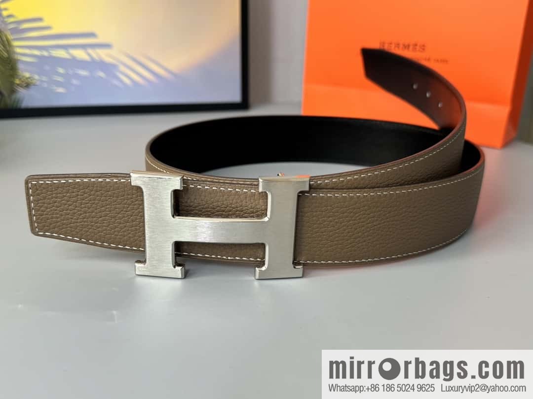 Hermes Togo Leather Double Sided Leather Belt 38mm