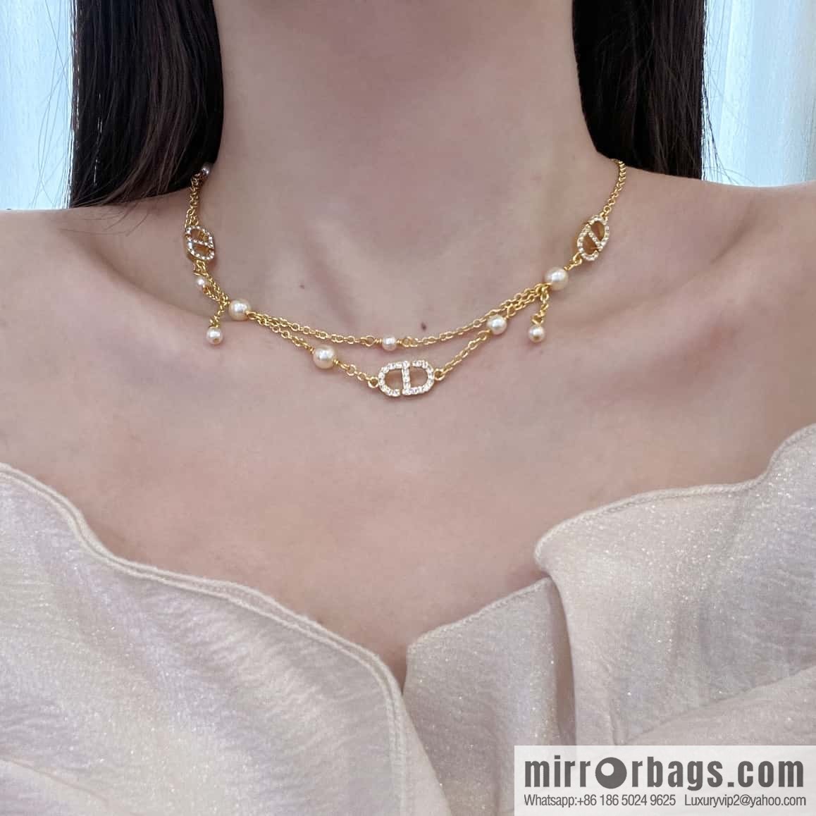 New ☑️ Dior Pearl CD Bracelet Necklace