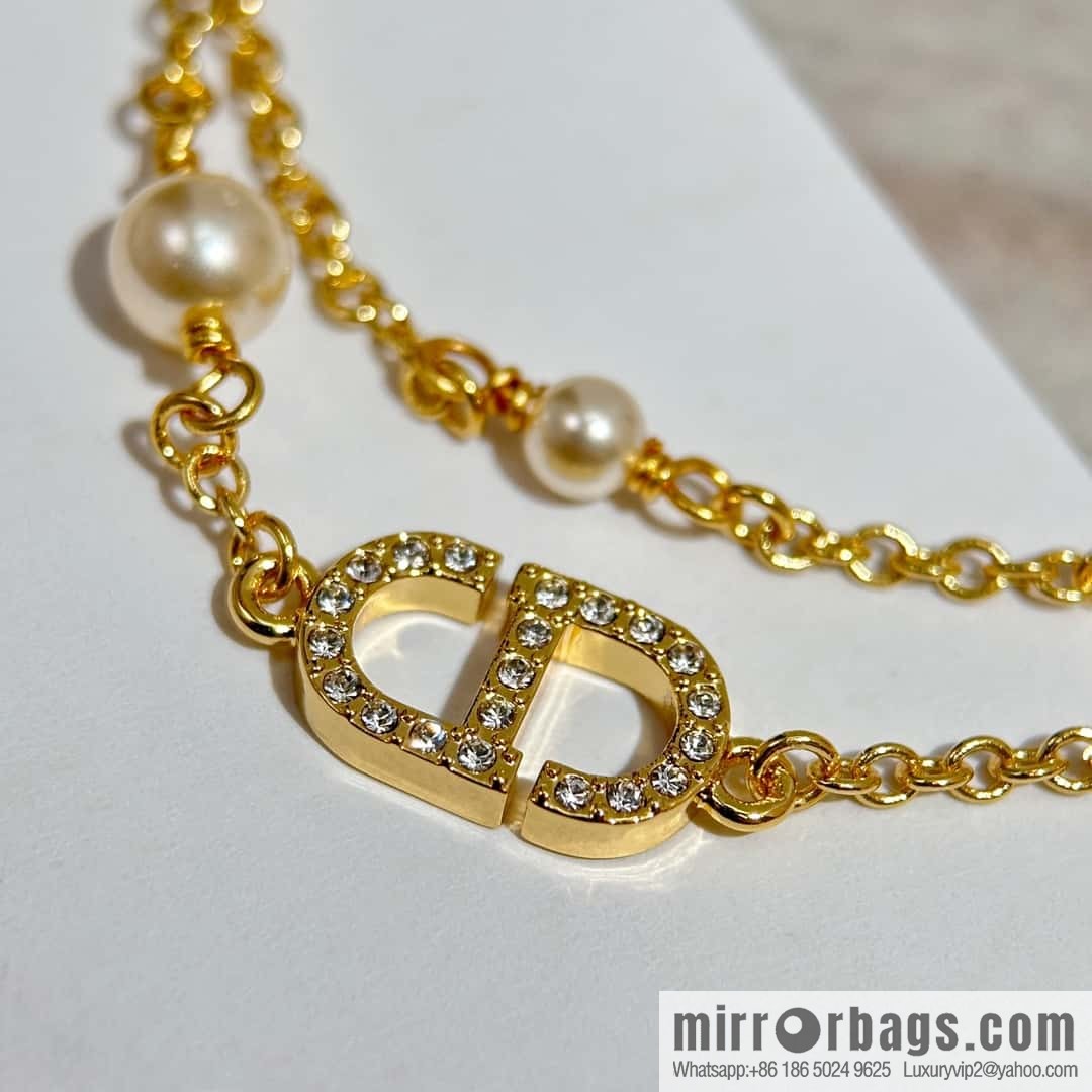 New ☑️ Dior Pearl CD Bracelet Necklace