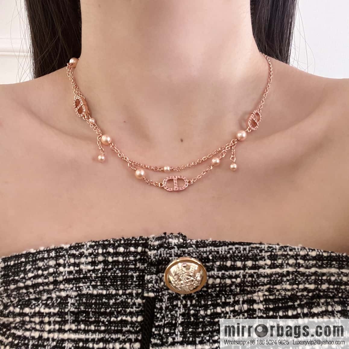 New ☑️ Dior Pearl CD Bracelet Necklace
