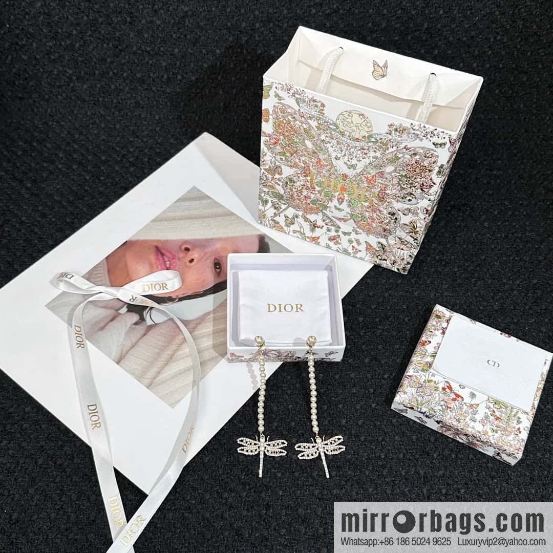 New ☑️ DIOR pearl dragonfly stud earrings