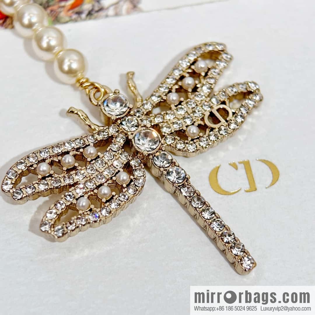 New ☑️ DIOR pearl dragonfly stud earrings