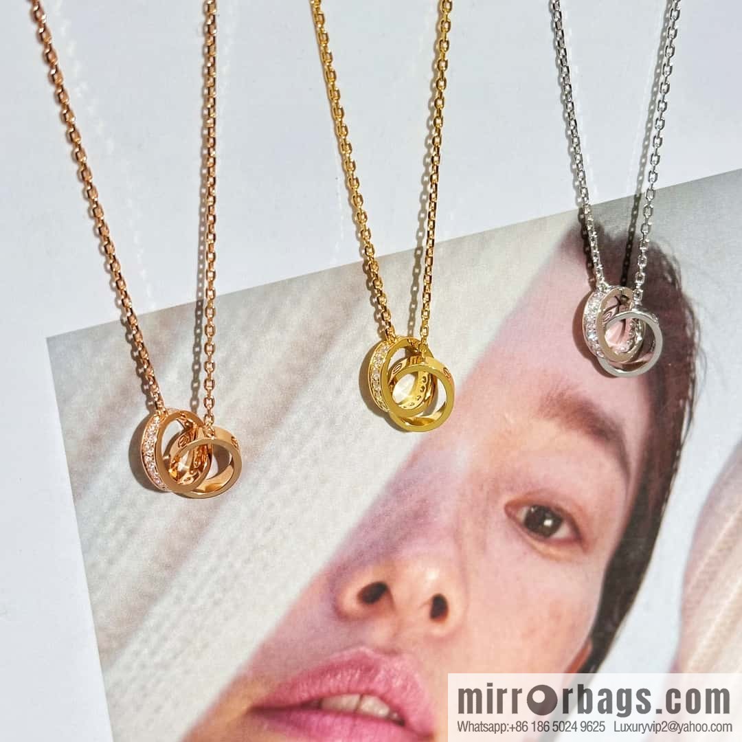 ❗New ❗ ☀ Cartier Cartier LOVE series, double ring necklace with diamonds ☀