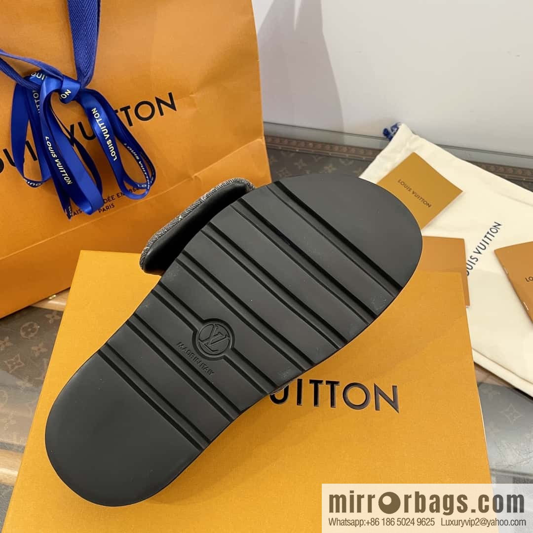 LV Donkey Bottega Venetarand Denim Velcro Platform Slippers