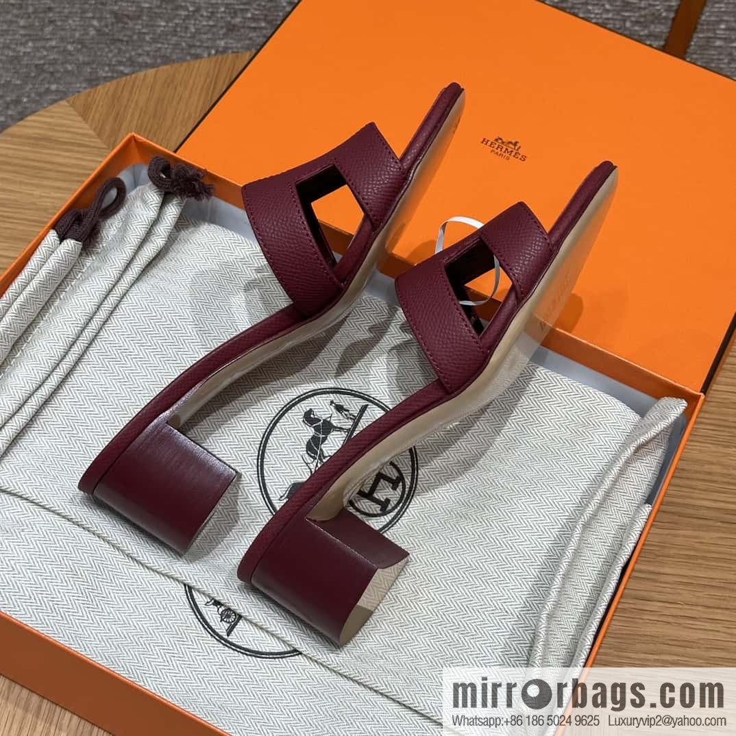 Hermès 185 Oasis high-heeled sandals with cowhide palm print/Epsom Hermès Red/55/Rouge H