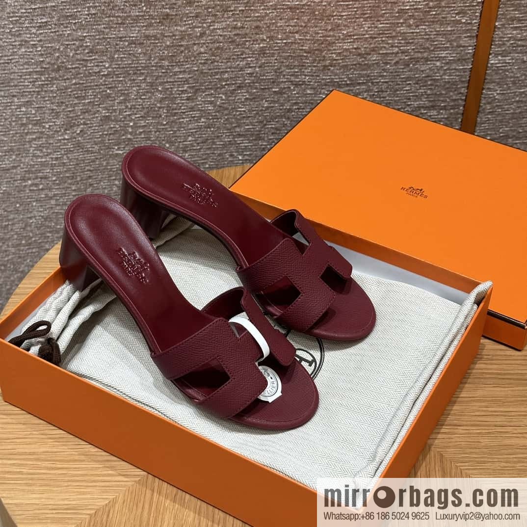Hermès 185 Oasis high-heeled sandals with cowhide palm print/Epsom Hermès Red/55/Rouge H