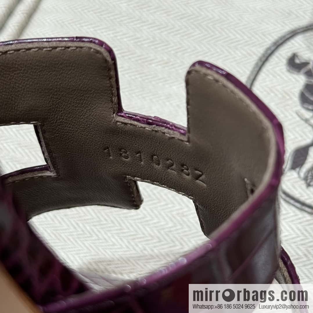 Hermès 185 Oasis High Heel Sandals alligator/Crocodile 🐊 N5/Cassis/Gallon Purple