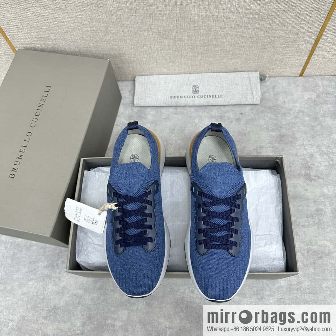 ππBC New Brunello Cucinell * Twill Knitted Low Top Sneakers