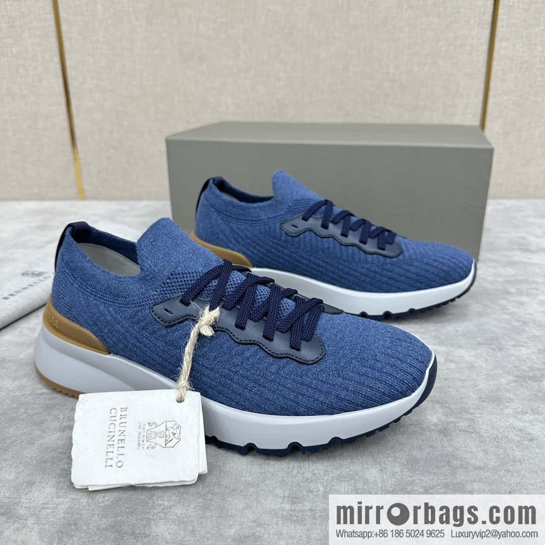 ππBC New Brunello Cucinell * Twill Knitted Low Top Sneakers