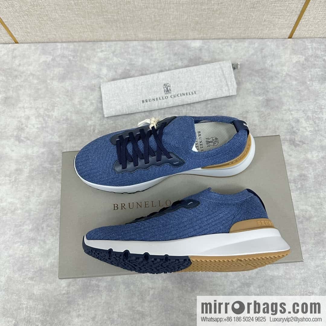 ππBC New Brunello Cucinell * Twill Knitted Low Top Sneakers