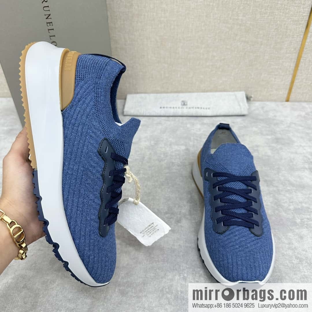 ππBC New Brunello Cucinell * Twill Knitted Low Top Sneakers