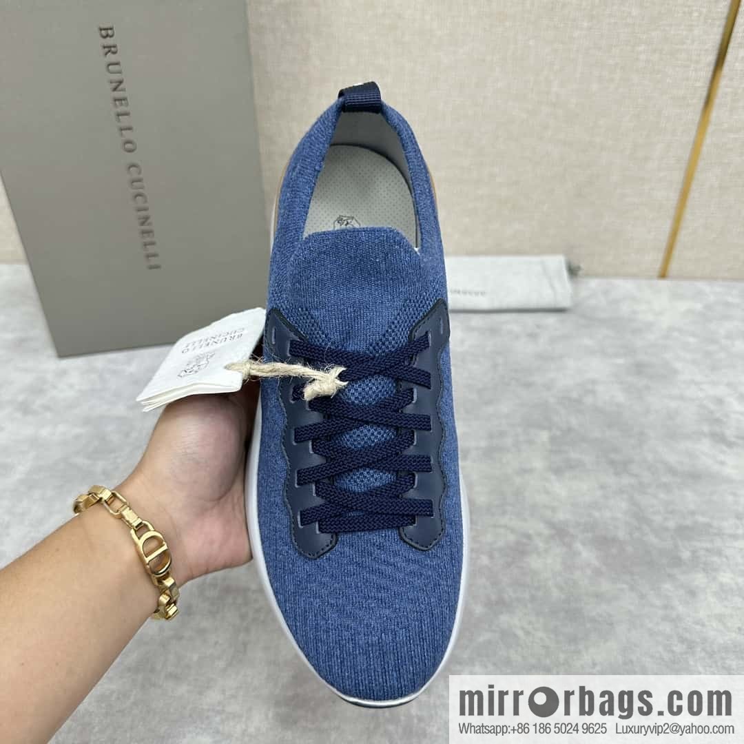 ππBC New Brunello Cucinell * Twill Knitted Low Top Sneakers