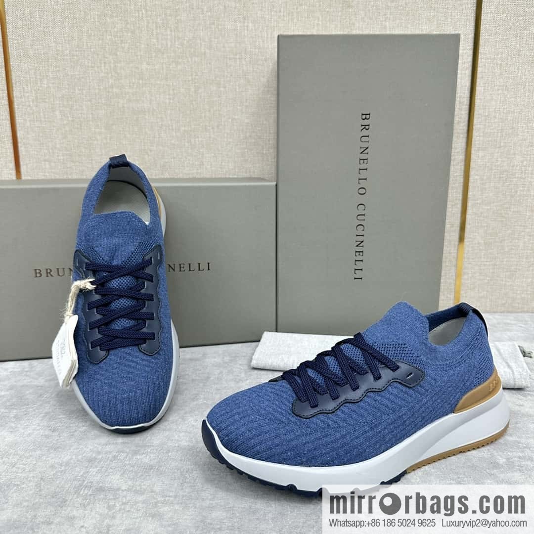 ππBC New Brunello Cucinell * Twill Knitted Low Top Sneakers