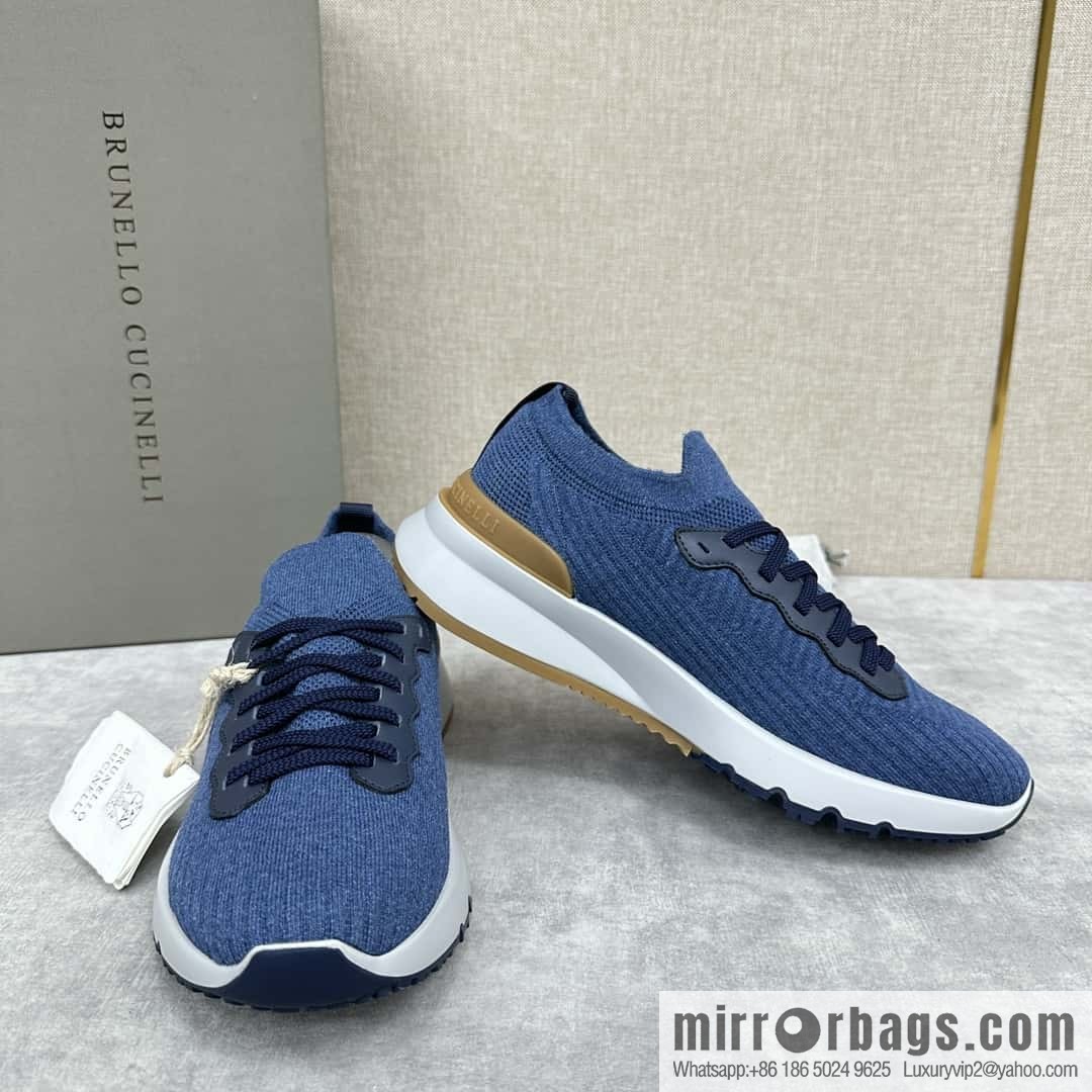 ππBC New Brunello Cucinell * Twill Knitted Low Top Sneakers