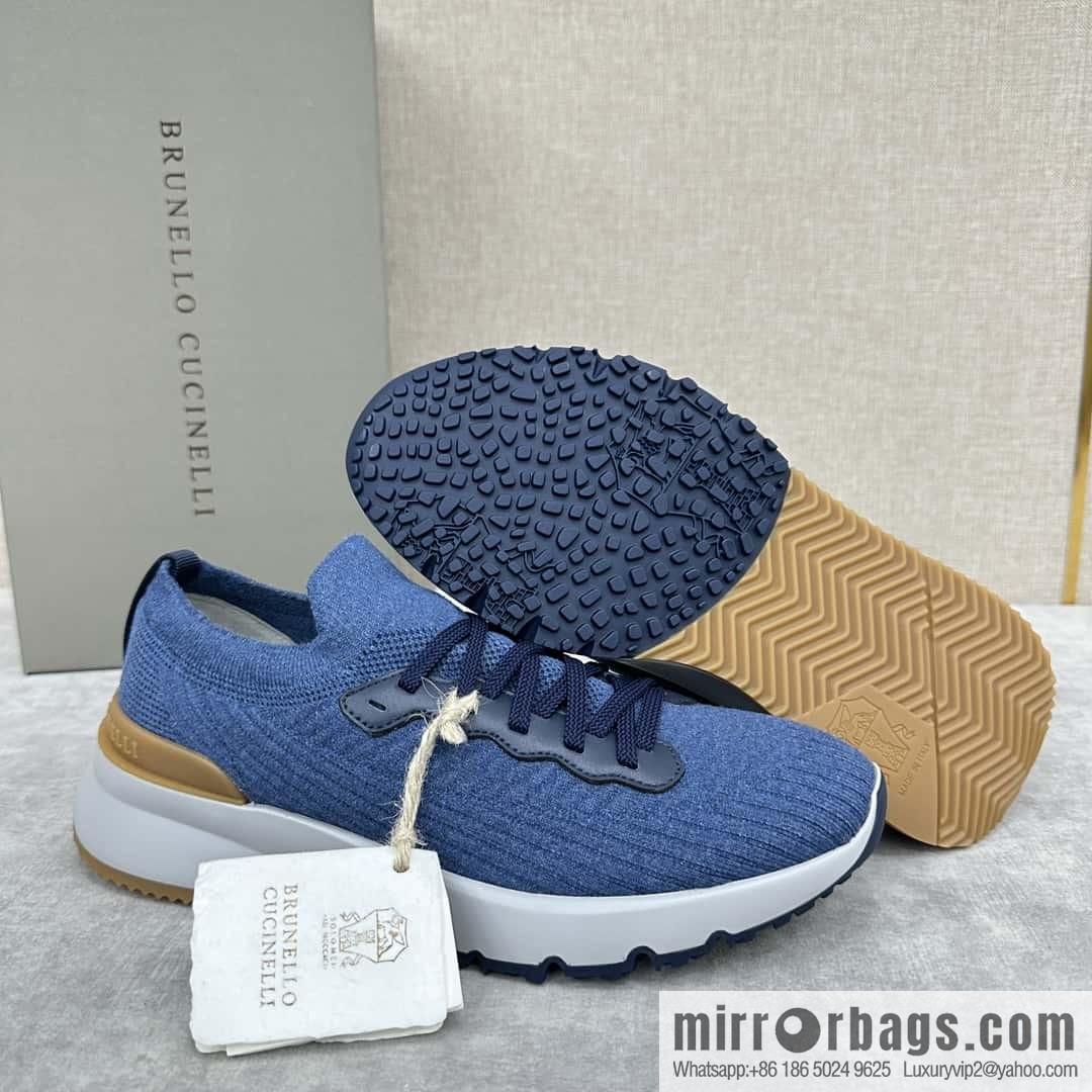 ππBC New Brunello Cucinell * Twill Knitted Low Top Sneakers
