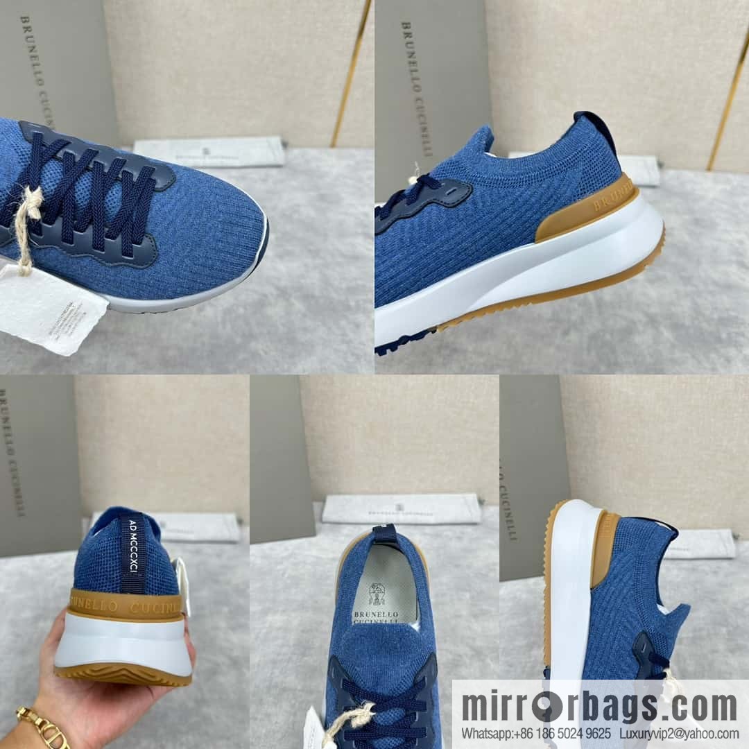 ππBC New Brunello Cucinell * Twill Knitted Low Top Sneakers