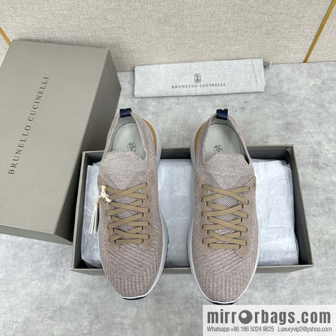 ππBC New Brunello Cucinell * Twill Knitted Low Top Sneakers