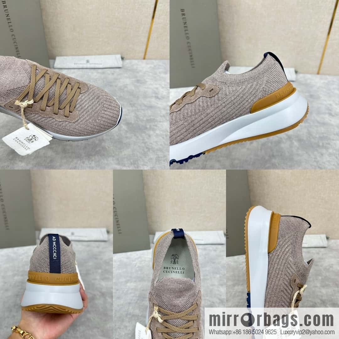 ππBC New Brunello Cucinell * Twill Knitted Low Top Sneakers