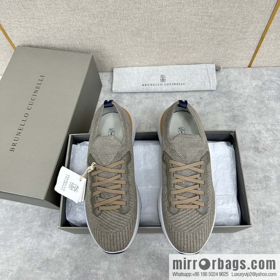 ππBC New Brunello Cucinell * Twill Knitted Low Top Sneakers
