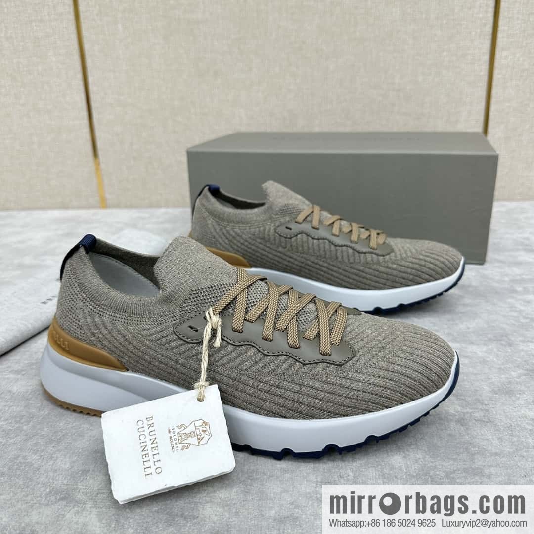 ππBC New Brunello Cucinell * Twill Knitted Low Top Sneakers