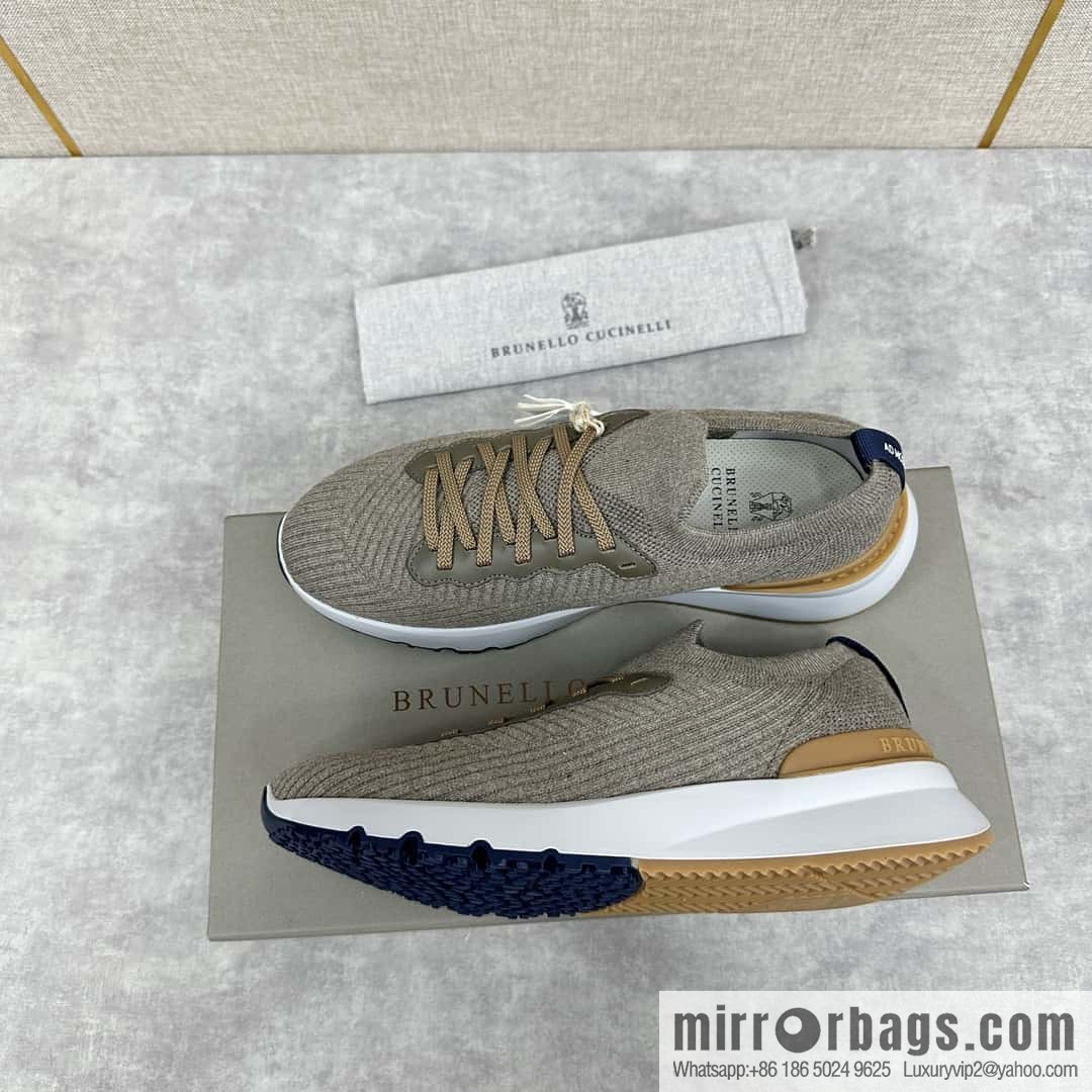 ππBC New Brunello Cucinell * Twill Knitted Low Top Sneakers