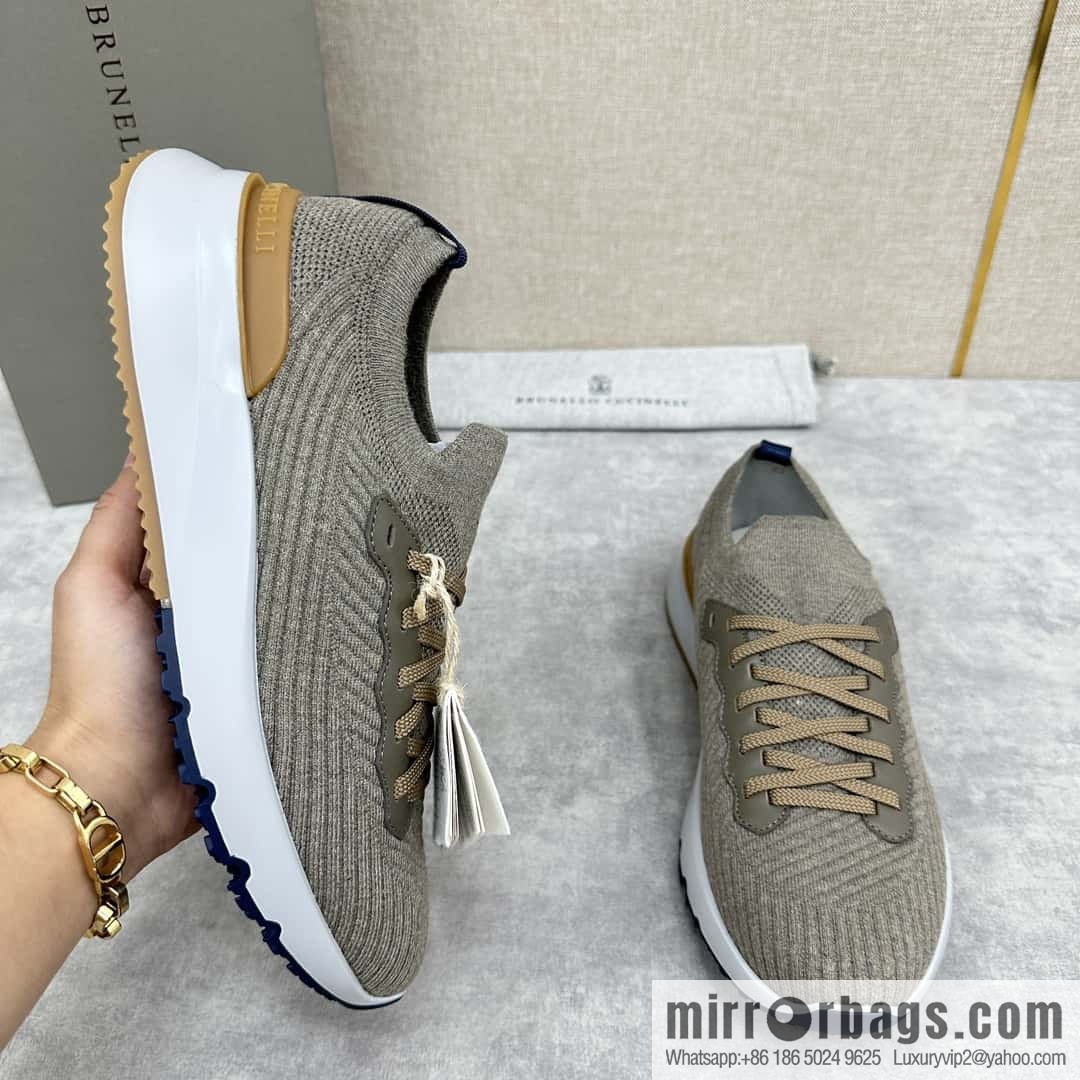 ππBC New Brunello Cucinell * Twill Knitted Low Top Sneakers