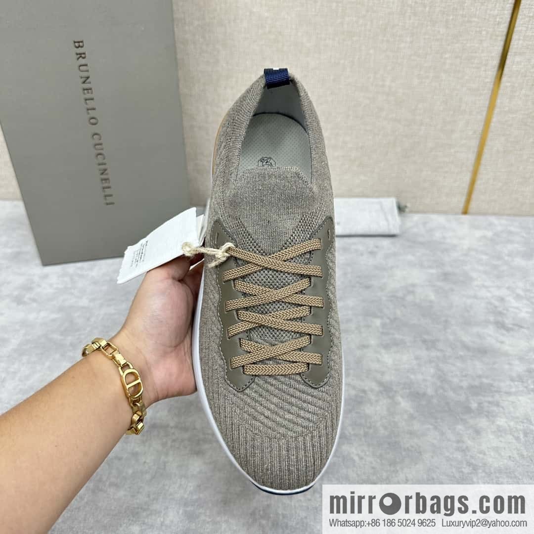 ππBC New Brunello Cucinell * Twill Knitted Low Top Sneakers