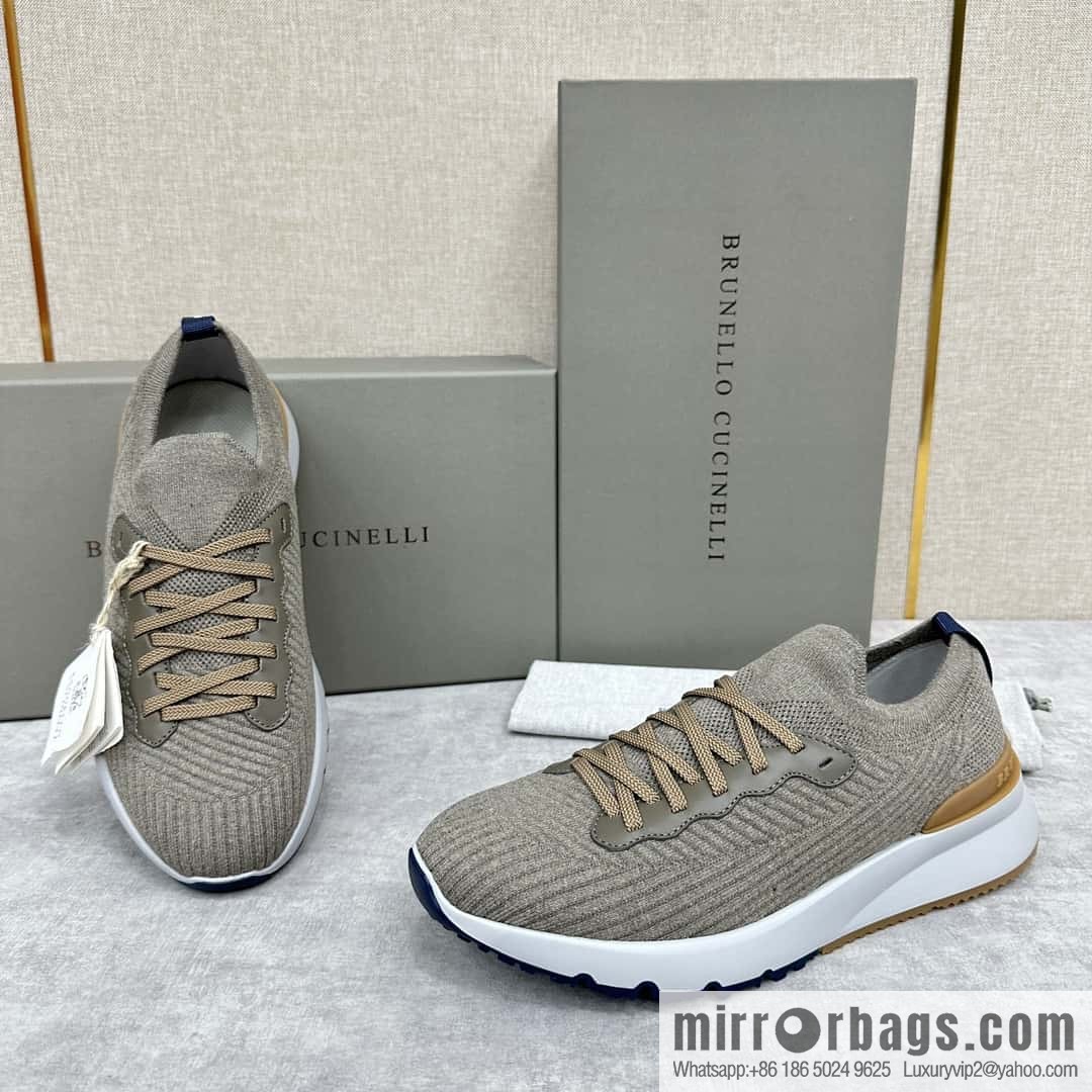 ππBC New Brunello Cucinell * Twill Knitted Low Top Sneakers