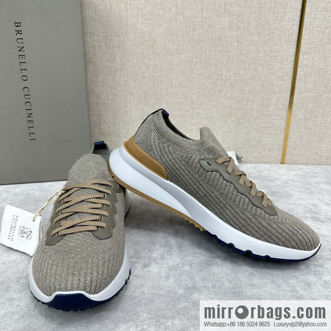 ππBC New Brunello Cucinell * Twill Knitted Low Top Sneakers