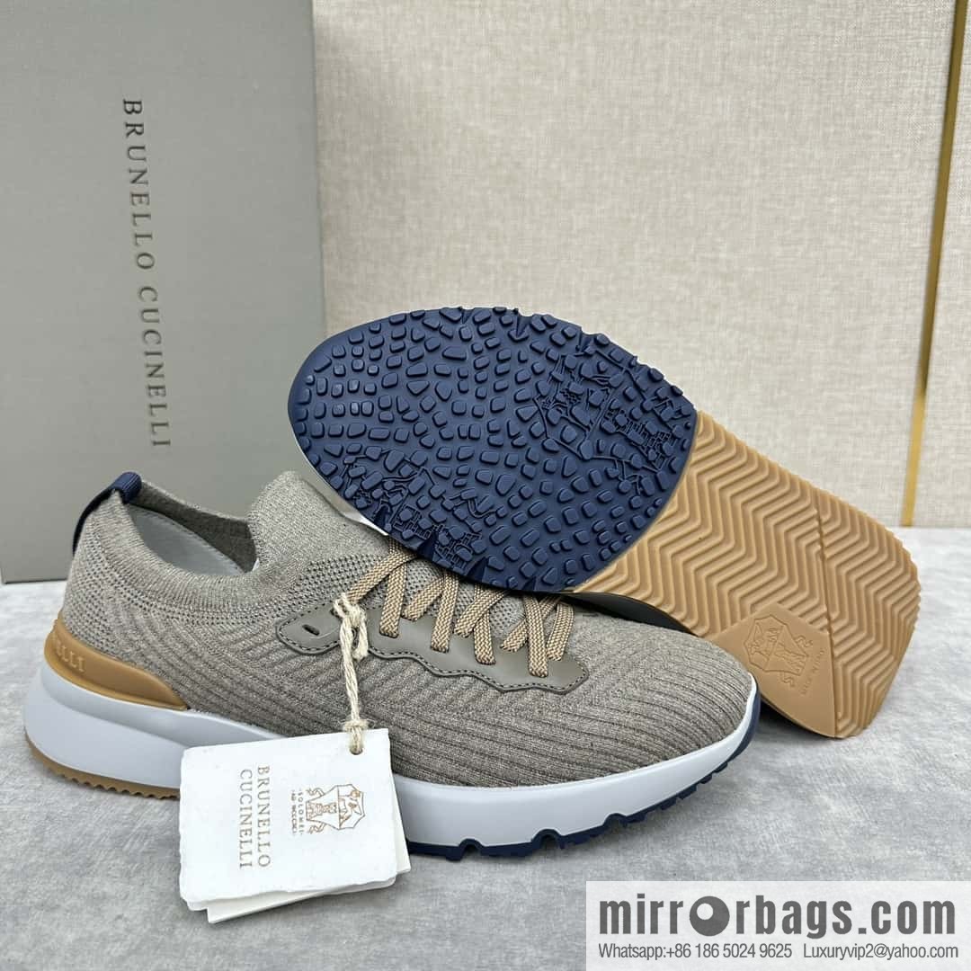 ππBC New Brunello Cucinell * Twill Knitted Low Top Sneakers