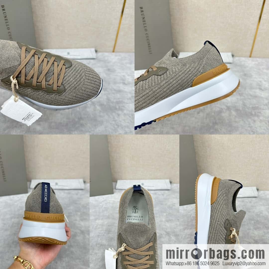 ππBC New Brunello Cucinell * Twill Knitted Low Top Sneakers
