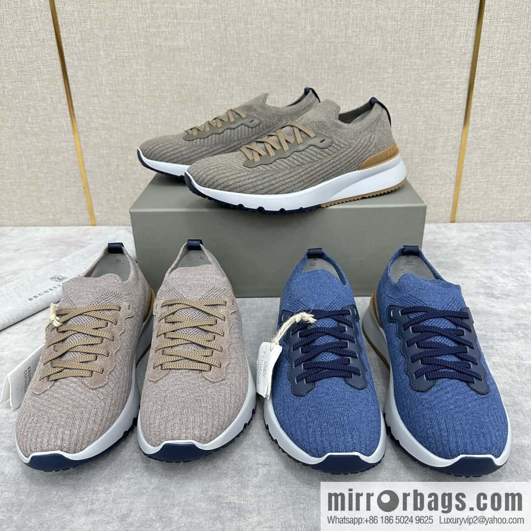 ππBC New Brunello Cucinell * Twill Knitted Low Top Sneakers