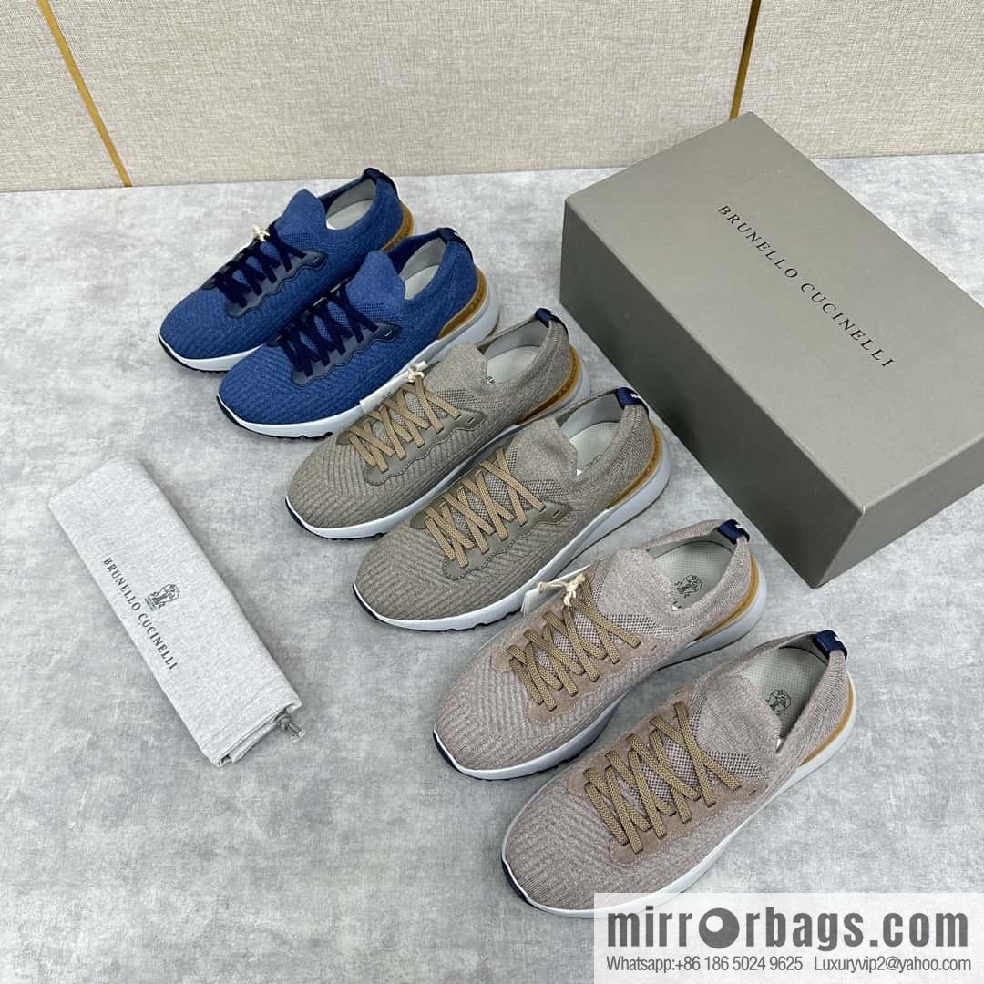 ππBC New Brunello Cucinell * Twill Knitted Low Top Sneakers