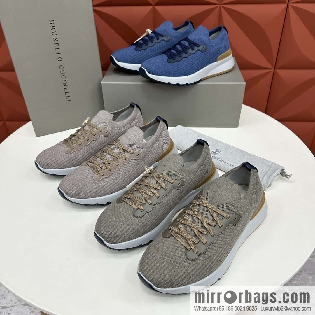 ππBC New Brunello Cucinell * Twill Knitted Low Top Sneakers