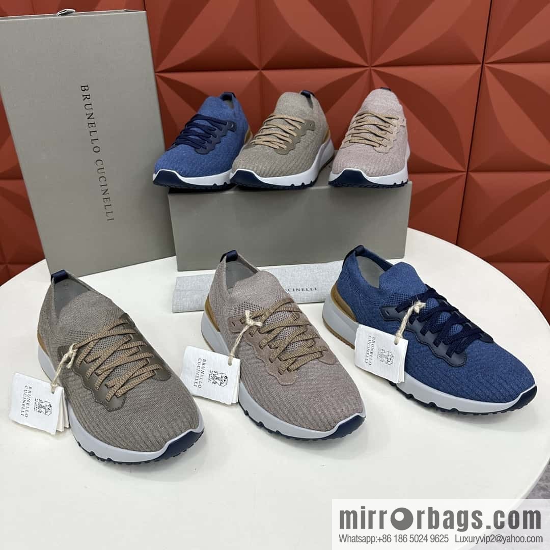 ππBC New Brunello Cucinell * Twill Knitted Low Top Sneakers