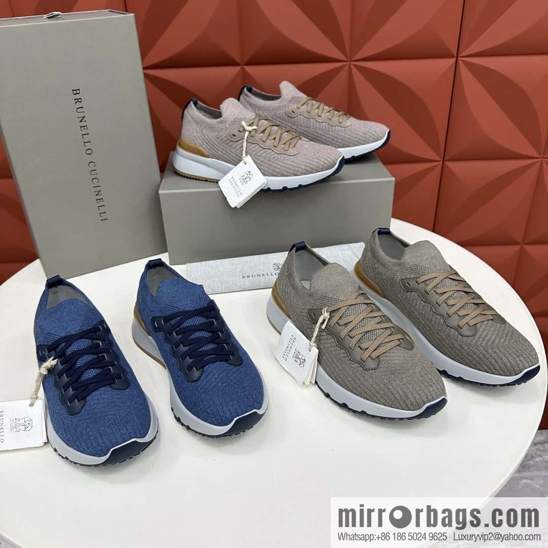 ππBC New Brunello Cucinell * Twill Knitted Low Top Sneakers
