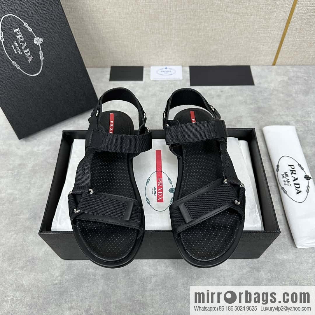 ๐๐P Replica Luxury Handbag New Prada * Prada, leather and nylon strappy sports sandals