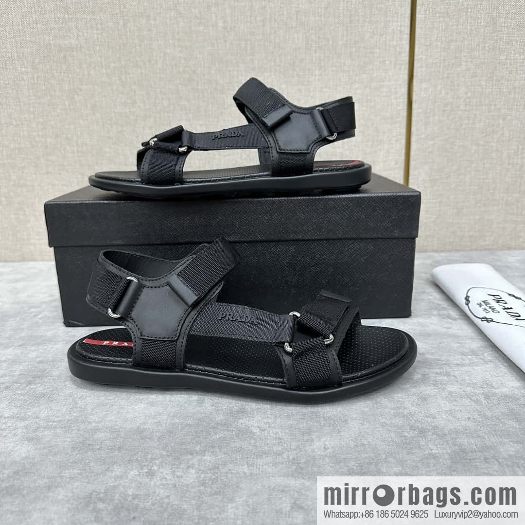 ๐๐P Replica Luxury Handbag New Prada * Prada, leather and nylon strappy sports sandals