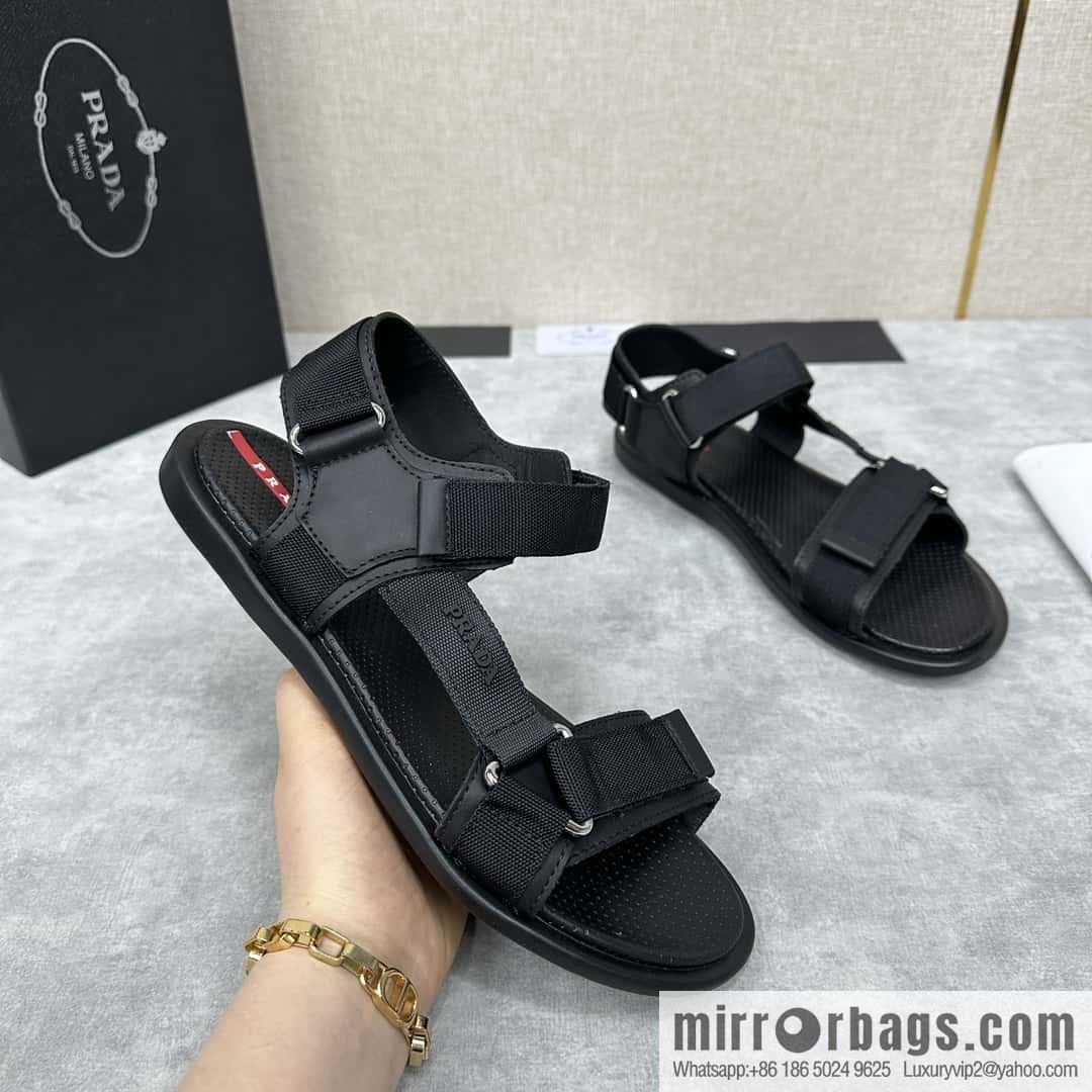 ๐๐P Replica Luxury Handbag New Prada * Prada, leather and nylon strappy sports sandals