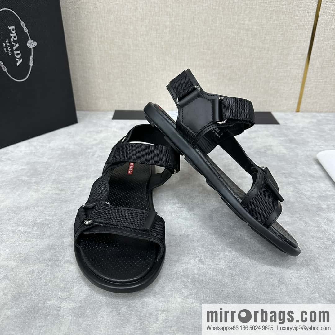 ๐๐P Replica Luxury Handbag New Prada * Prada, leather and nylon strappy sports sandals