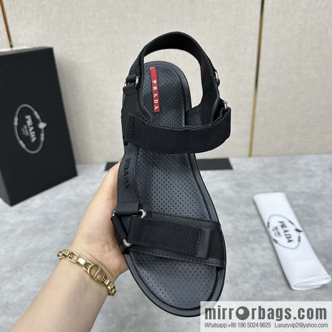 ๐๐P Replica Luxury Handbag New Prada * Prada, leather and nylon strappy sports sandals