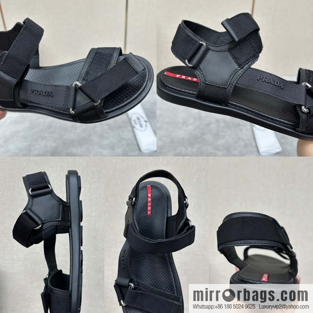 ๐๐P Replica Luxury Handbag New Prada * Prada, leather and nylon strappy sports sandals