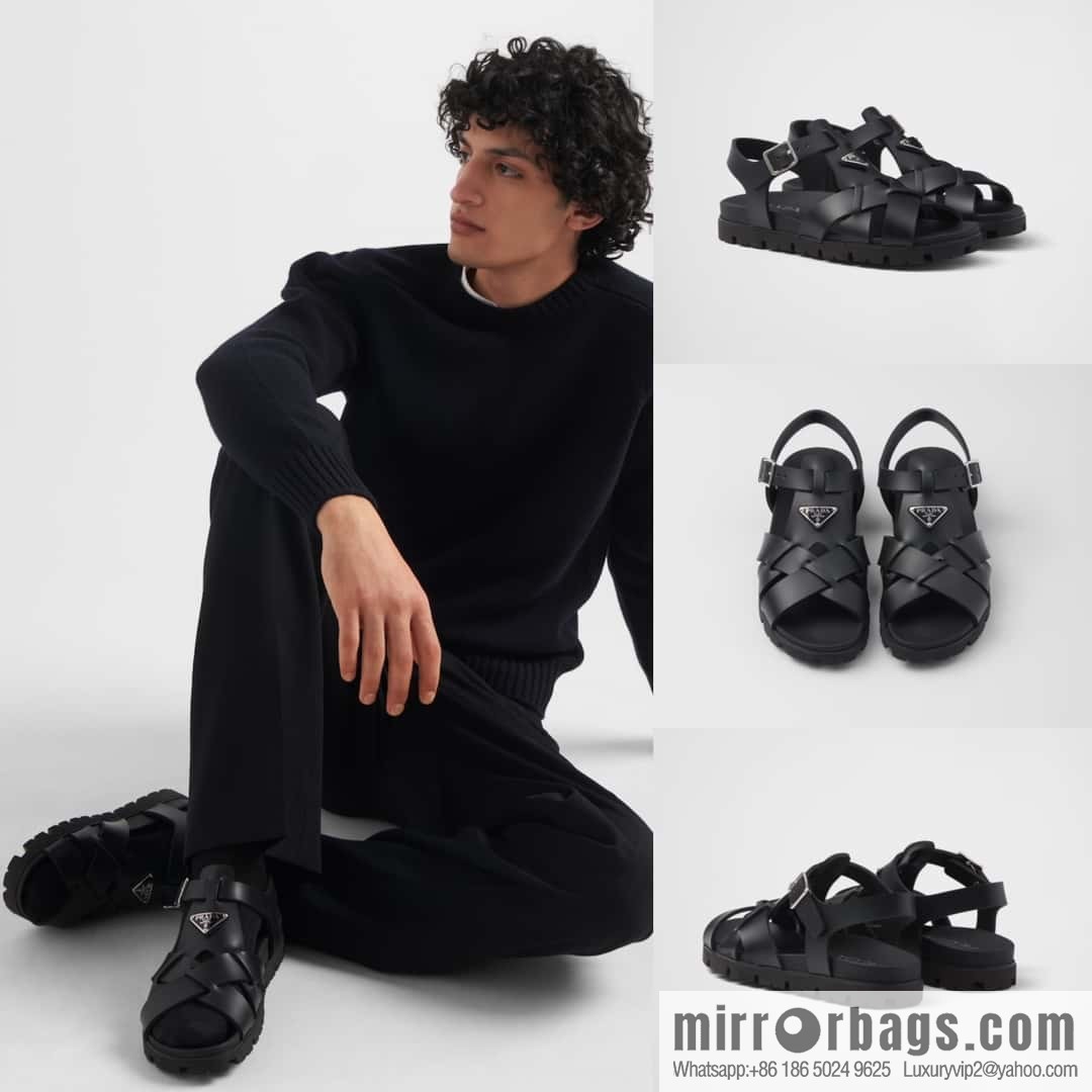๐๐P's new Prada * Prada-da, new men's leather cross-woven sandals