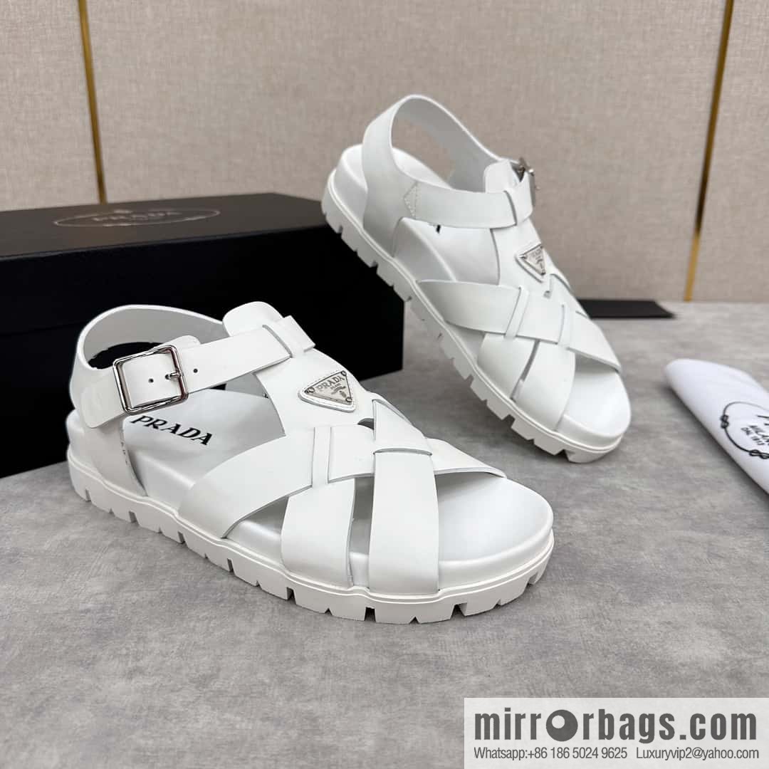 ๐๐P's new Prada * Prada-da, new men's leather cross-woven sandals