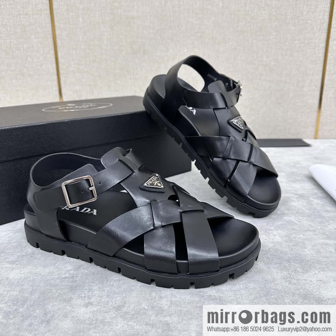 ๐๐P's new Prada * Prada-da, new men's leather cross-woven sandals