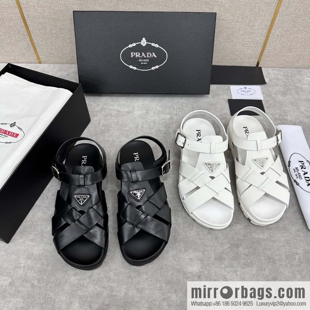 ๐๐P's new Prada * Prada-da, new men's leather cross-woven sandals